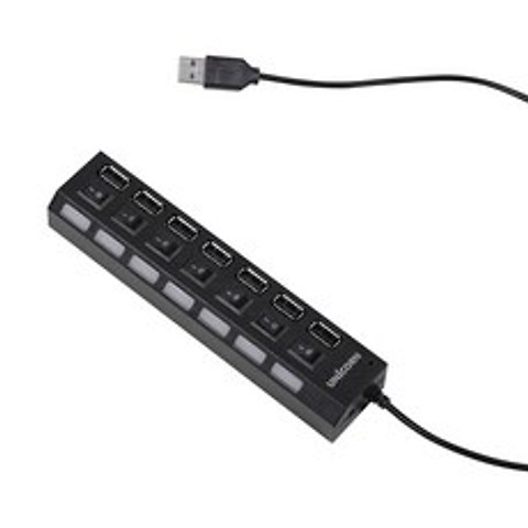유니콘 USB2.0 7포트 허브 XH-800N, 블랙