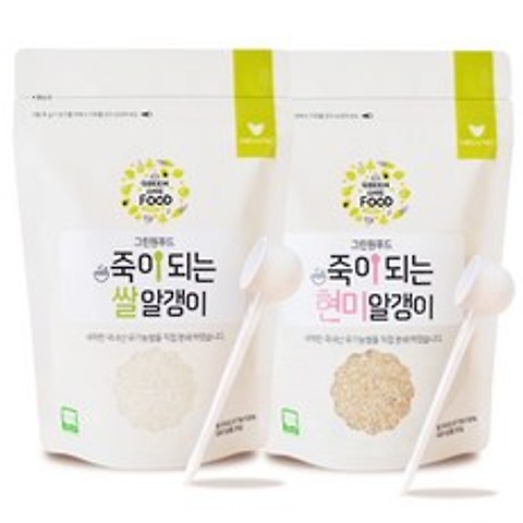 그린원푸드 이유식용쌀 죽이되는 쌀알갱이 + 죽이되는 현미알갱이, 1세트