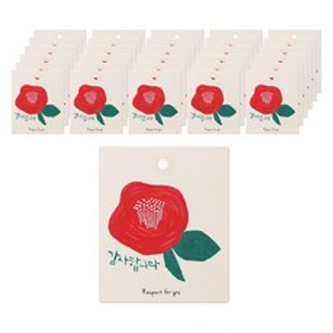 헬로우모리스 동백꽃 감사택 4.2 x 5 cm, 빨강, 100개