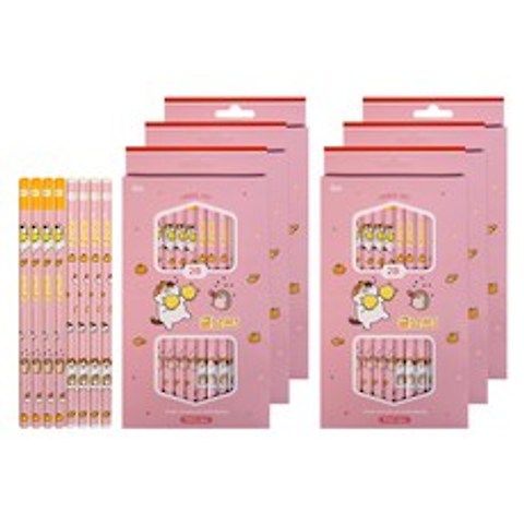 아이비스 귤냥쓰 육각 연필 2B 8p 세트 CR11239, 핑크, 6세트
