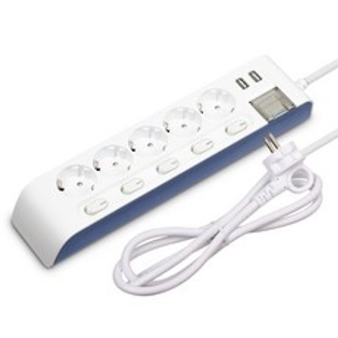 하이탭 디자인 USB 2포트 개별 스위치 멀티탭 5구 16A HIPUMP-5, 1.5m, 1개