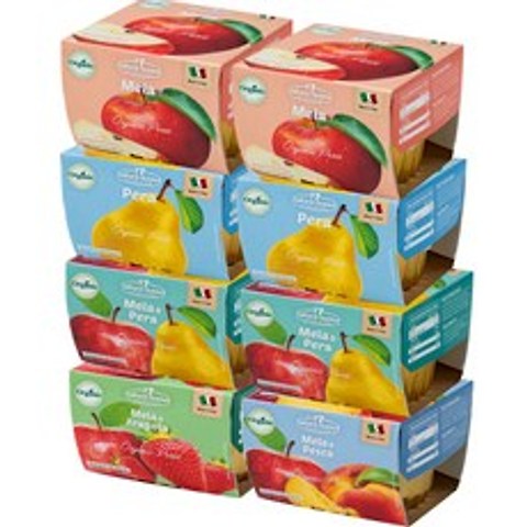 네츄럴누바 생과일 퓨레 상큼팩 200g x 8종 세트, 사과, 배, 사과 + 배 혼합맛, 딸기, 복숭아, 1세트