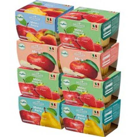 네츄럴누바 생과일 퓨레 달콤팩 200g x 8종 세트, 사과, 딸기, 사과 + 배 혼합맛, 복숭아, 1세트