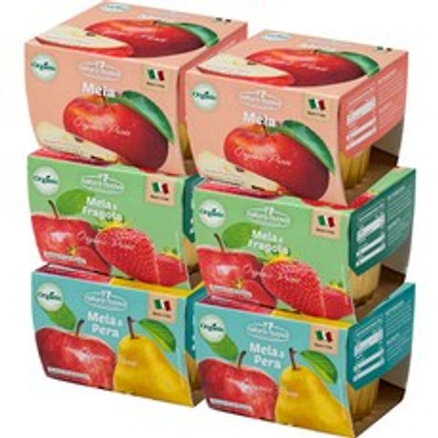 네츄럴누바 생과일 퓨레 달콤팩 200g x 6종 세트, 사과, 딸기, 사과 + 배 혼합맛, 1세트