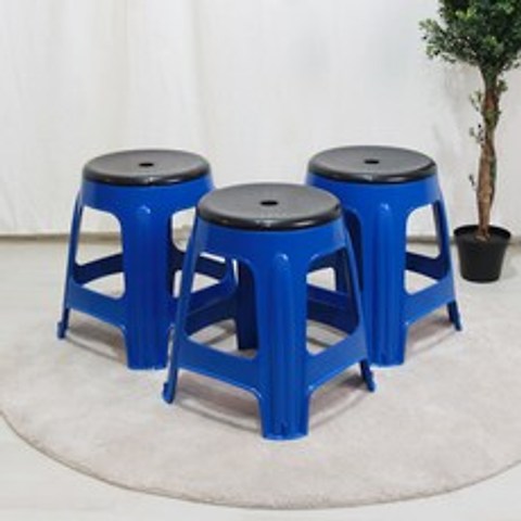 팬물산 프레스 원형 회전의자 3p, 블루