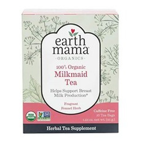 Earth Mama (LA직배) 어스마마 모유 촉진 락테이션 Lactation Organic Milkmaid Tea By Supports Healthy Breastmilk Production And 16 Teabags, 1개