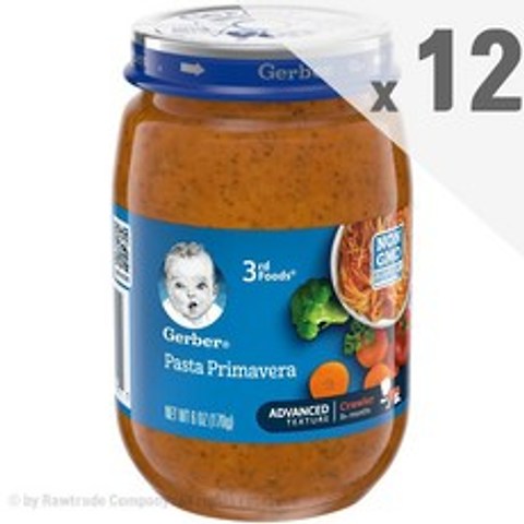 거버 3단계 이유식 아기 파스타 프리마베라 170g x12팩 3rd Foods Pasta Primavera, 1p, 유아용 당근 브로콜리 토마토 파스타