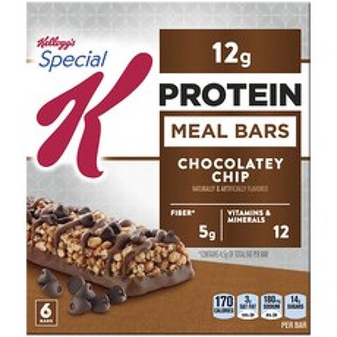 켈로그 스페셜 K 프로틴 밀 바 초콜라티 칩 단백질 12g, 45g, 6개입