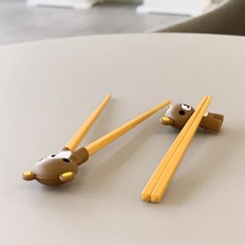 곰돌이 유아 아동 성인 연습용 교정용 실리콘 젓가락 10color, 1개, 브라운