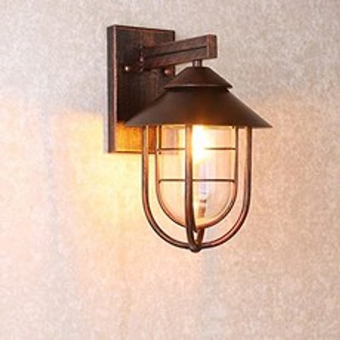 Industrial 1-Light Metal Cage Clear Glass Shaded Nautical Indoor Outdoor Wall Light in Antique Copper, 본상품