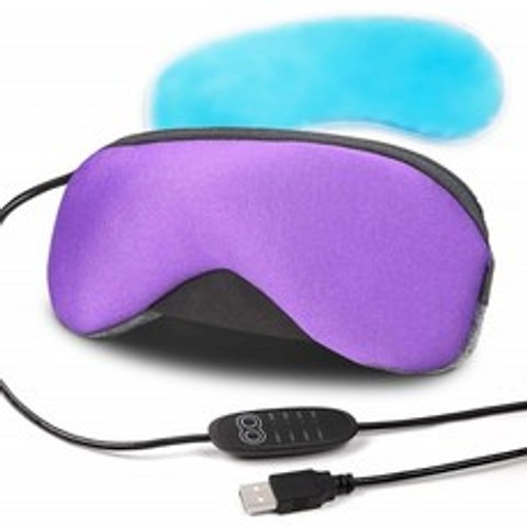 휴대용 콜드 및 핫 USB 가열식 스팀 아이 마스크 + 수면용 재사용 가능한 아이스젤 눈가 붓기 드라이 아이 지친 아이 시간, 단일옵션