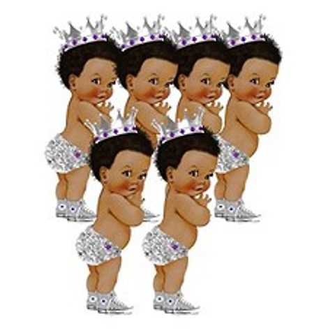Artpaperwonders Silver Prince Cut African African American Royal Birthday Baby Shower De (4 inches), 4 inches