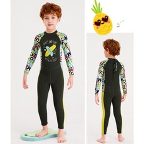 2.5mm 네오프렌 잠수복 원피스 수영복 전체 길이 수영복 서핑 비치 수영복 긴 소매 Jumpsuit for Kids|잠수복|, 1개, S