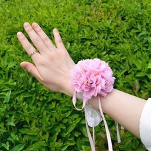 제이벌룬 꽃 화관, 꽃팔찌 핑크