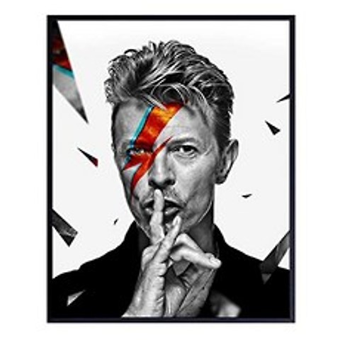 David Bowie Art Print Wall Art Poster - Ziggy Stardust 80 년대 및 90 년대 음악 팬을위한 위대한 선물 - 남성 동굴 덴 바 - 사진을위한 독특한 홈 장식, 본상품, 본상품
