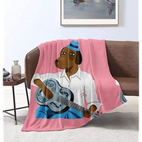 MYSTCOVER Dog Playing Guitar Throw Blanket Super Soft Lightw (Dog Playing Guitar 80