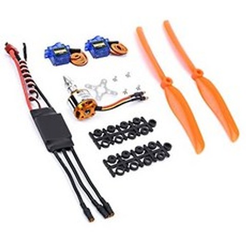 FPVDrone RC A2212 1400KV Brushless Motor + 30A ESC + SG90 Servos + 8060 Propeller for RC Plane Quad, One Color_One Size, One Color, 상세 설명 참조0