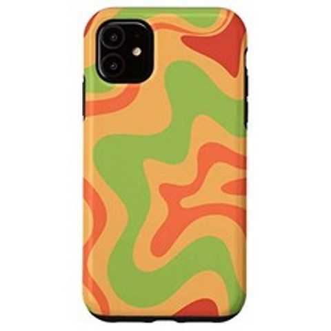 Lime Green 및 Coral 케이스의 iPhone 11 Retro Liquid Swirl Abstract, 단일옵션