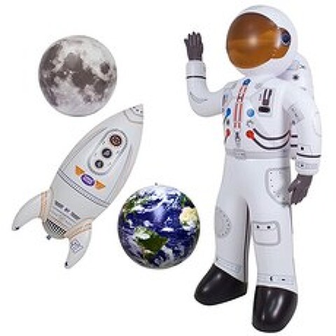 생일 교실과 파티 디코어 크기 12 60인치 JC X0002의 남녀 이상형 팽창식 우주비행사 지구 달과 로켓, 상세페이지 참조