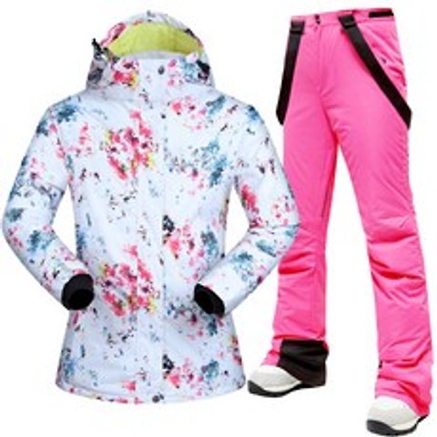 스키세트 커플룩 스케이트복 남녀 싱글널판지 스키장비 풀세트 면패딩 보온 방수 바람막이 스키복 세트, C15-흰색 얼룩+핑크-AP