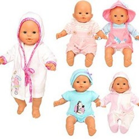 Miunana 5 Sets 14-16 inch Baby Doll Clothes Outfit Pajamas for New Bor, 상세내용참조, 상세내용참조, 상세내용참조