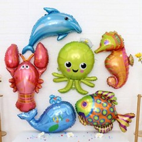 Royalways 6 조각 바다 동물 테마 호일 헬륨 풍선 아이 장난감 생일 파티 장식, 알루미늄 필름, 다색