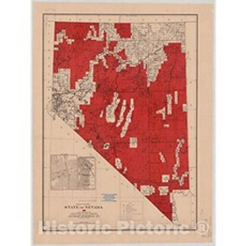역사지도 : Nevada 1912 1 Nevada 주 : 1909 년 2 월 19 일 homestead 법의 규정에 의한 실내 길이에 따라 지정된 토지 : 18in x 24in, 본상품, 본상품