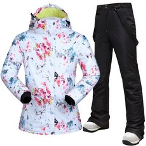 스키세트 커플룩 스케이트복 남녀 싱글널판지 스키장비 풀세트 면패딩 보온 방수 바람막이 스키복 세트, C17-흰색 얼룩+블랙-NV