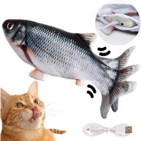 직구 Beakabao 전기 움직이는 Fsh 고양이 장난감 실제 물고기처럼 펄럭이는 애완 동물 상호 작용하는 현실적인 봉제 재미있는 장난감 물기 씹기 잡기 발로에, 상세참조, 상세참조