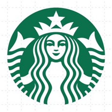 스타벅스 싸이렌 사이렌 STARBUCKS 로고스티커 데칼스티커 방수, 5cm x 5cm, 초록색