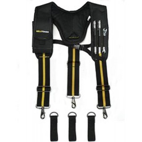 Melo Tough Magnetic Suspender Tool Belt Suspender(대형 이동형 전화기 홀더 연필 홀더 조절 가능한 크기 패드형 멜빵형, 단일옵션