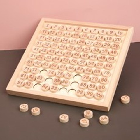 어린이 원목 숫자판 1-100 덧셈뺄셈 러닝리소스 숫자세기 숫자퍼즐 수배열 교육완구, 다기능 디지털 백수판 + 1개