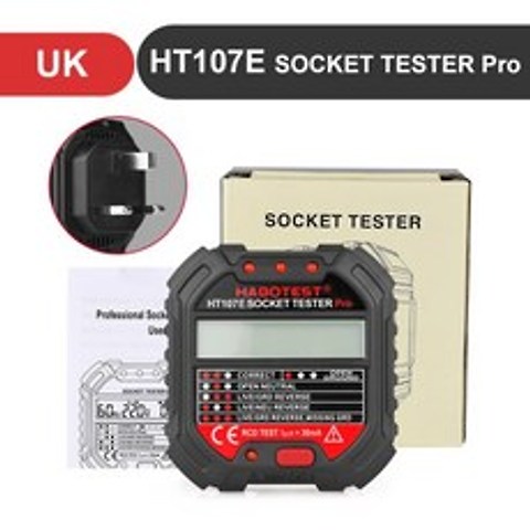 HABOTEST HT107 Reino Unido enchufe probador de toma corriente Detector de tensión cero línea polarid, HT107E 영국