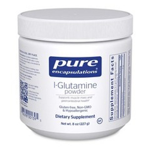 Pure Encapsulation Encapsulations l-Glutamine Powder Supplement 퓨어 인캡슐레이션 L 글루타민 파우더 소화 보조 글루텐&GMO프리 저자극성 227g, 1개