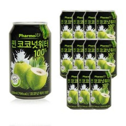 파모빗 찐 코코넛 워터 음료 주스 원액 100%, 12캔, 330ml