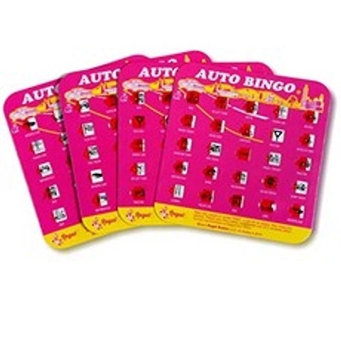 Original Auto Bingo Travel Set Bingo Cards Great for Family Vacations Car Rides and Road Trips Pink 4 Pack, 본상품