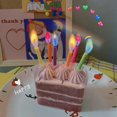 이큐컴퍼니 색깔초 레인보우불꽃초(12pcs) 축하파티초 생일초