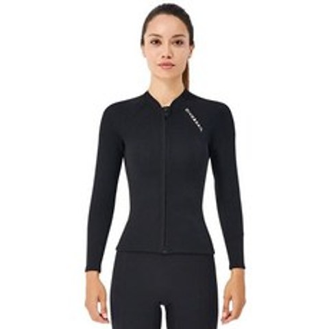 다이빙슈트 웻슈트 스노클링 서핑 웨이크보드 잠수복 자켓, 여성용 블랙 탑_XL
