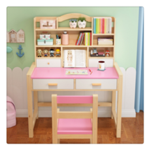 티피 업그레이드 스타일 절묘하고 세련된 어린이 책상, 핑크(120*50*75CM)