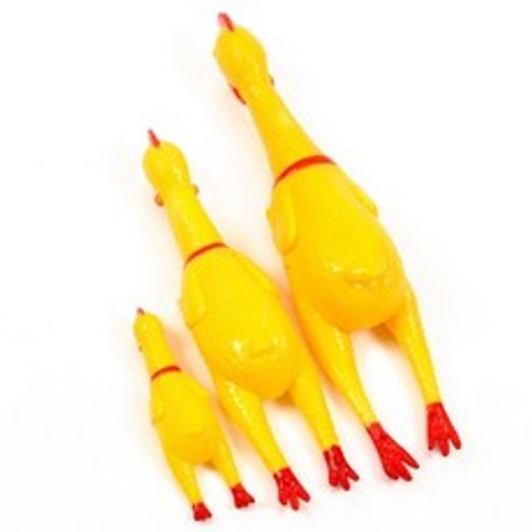 비즈코리아 삑삑이 소리나는 치킨 중형견 엽기닭 대형견 꽥꽥이 장난감, 1개, V014 삑삑이 치킨 중(단일색상)