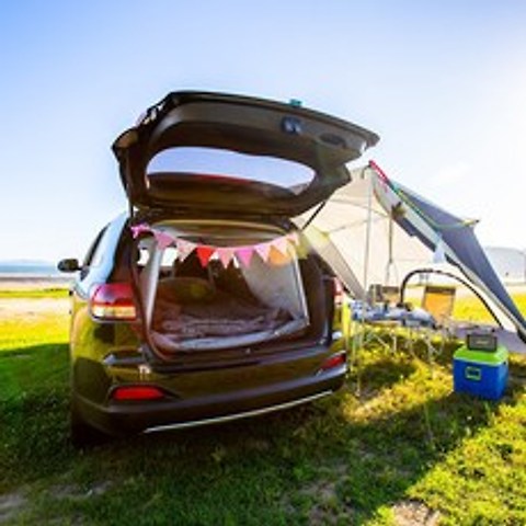 울프라운치 SUV(5인승 이상) 차량용 간단설치 텐트 차박 낚시 캠핑 레인코트 증정, Large(7인승/AL폴), 오션블루