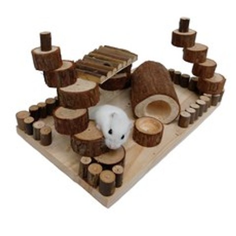 포트렘 전나무 원목 햄스터 놀이터 계단 햄스터 장난감 은신처 키우기