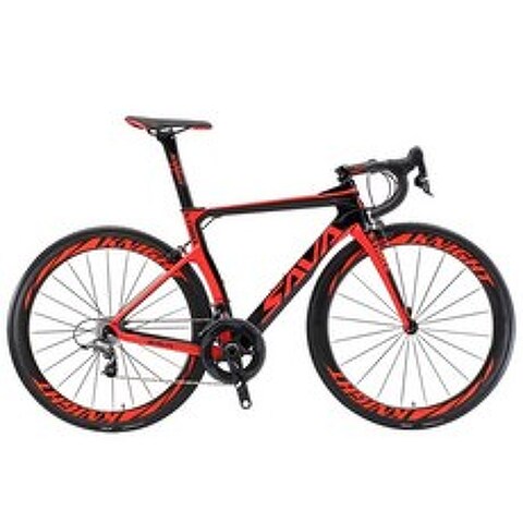 SAVA 탄소 도로 자전거 700C 탄소 자전거 경주 도로 자전거 탄소 자전거 SHIMANO Ultegra R8000 22 속도 자전거 벨로 드 루트, 블랙 레드, 54cm, 협력사