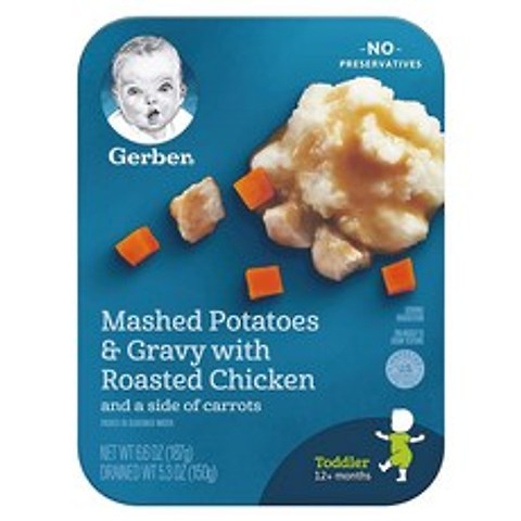 Gerber Mashed Potatoes and Gravy Roasted Chicken 거버 매쉬 포테이토 앤 그레이비 로스트 치킨 187g 8팩, 순한맛