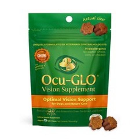 오큐글로 소프트츄 강아지 고양이 눈영양제 15개입 / Ocu-GLO Optimal Vision Support Soft Chews 15ct
