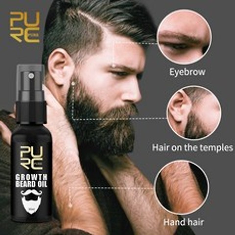 PURC Growth Beard Oil 더 두껍고 더 많은 두꺼운 모발 제품 정리 된 BeardOil Beard Care 30ml|탈모제품|, 1개, 단일, CHINA