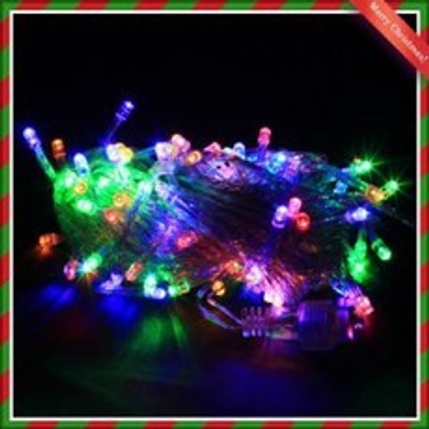 uumarket_유마켓몰샵_NEW 100구 투명선 LED 칼라전구(8M) (전원잭포함) (연결가능)(150cm∼500cm트리용) 크리스마스용품 크리스마스데코 트리꾸미기 크리스마스/, 별도의옵션이없습니다, 별도의옵션이없습니다