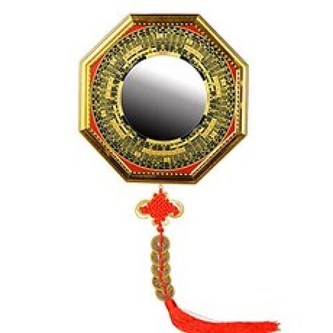 Chinese Feng Shui Convex Bagua Mirror with Feng Shui 5 Coins (Large) (Large), Large