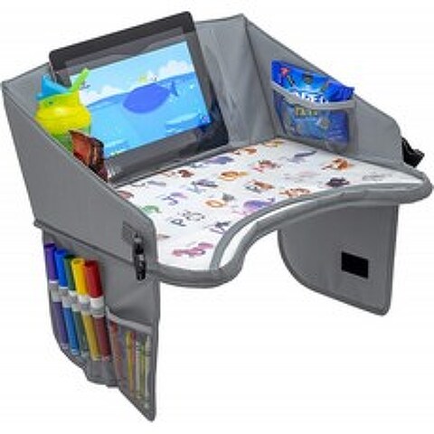 드라이 지우기 기능이 있는 카시트용 어린이 여행용 트레이 컵/iPad/홀더 16x12(회색):, 단일옵션