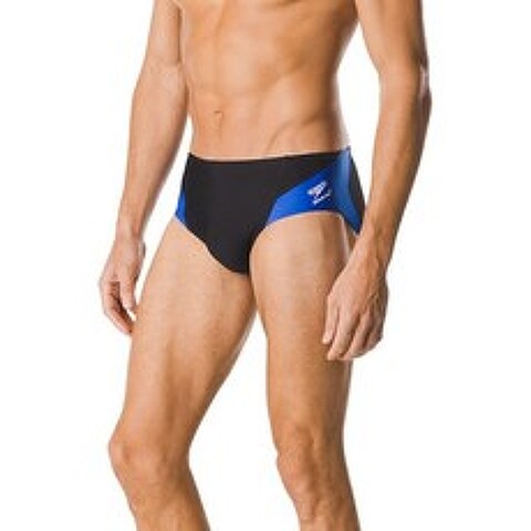 Speedo 남자 수영복의 간략한 내구성+ 스플라이스 팀 컬러 블랙/블루 스파크 38 : 의류